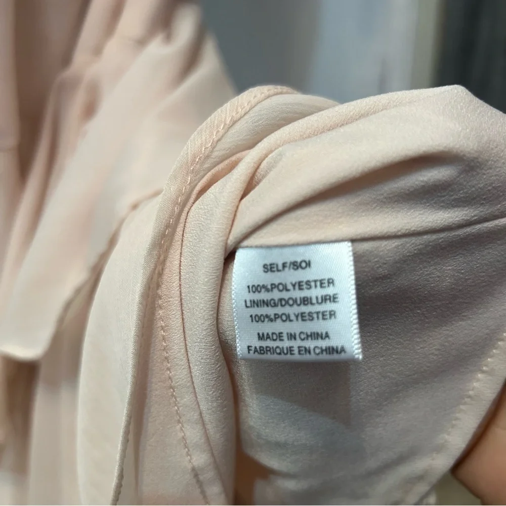 WAYF Women’s Formal Chiffon Wedding Prom Dress Medium Blush Pink Tiered Ruffle - Picture 10 of 12